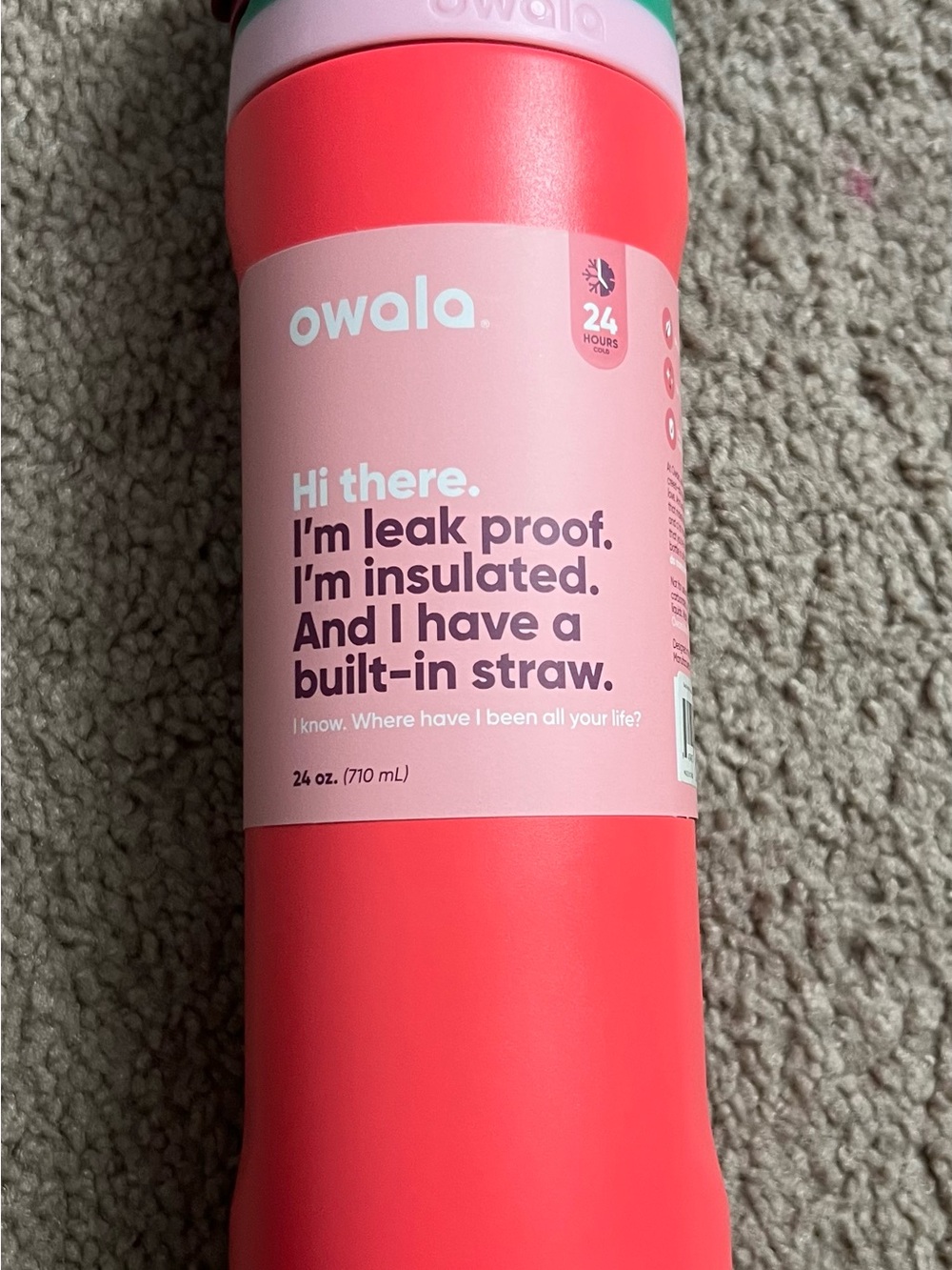 Owala 24 oz Insulated Leak-Proof Water Bottle - Coral Pink